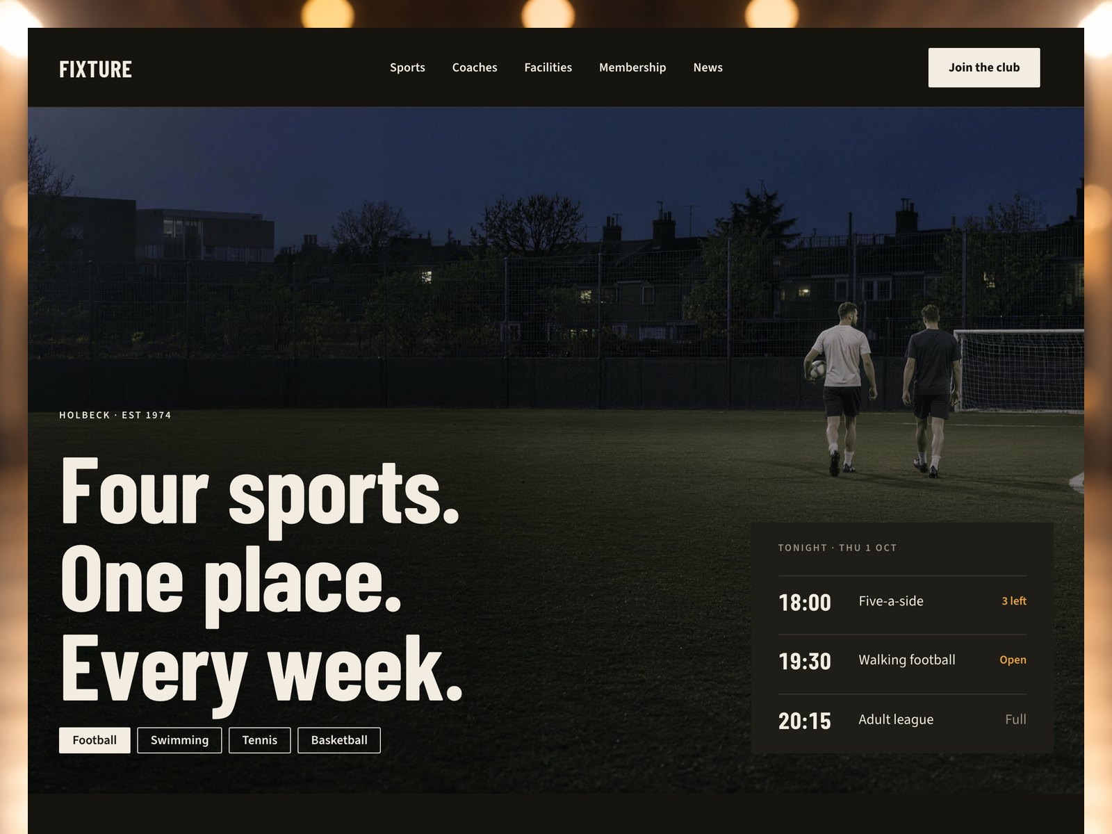 Fixture website template preview