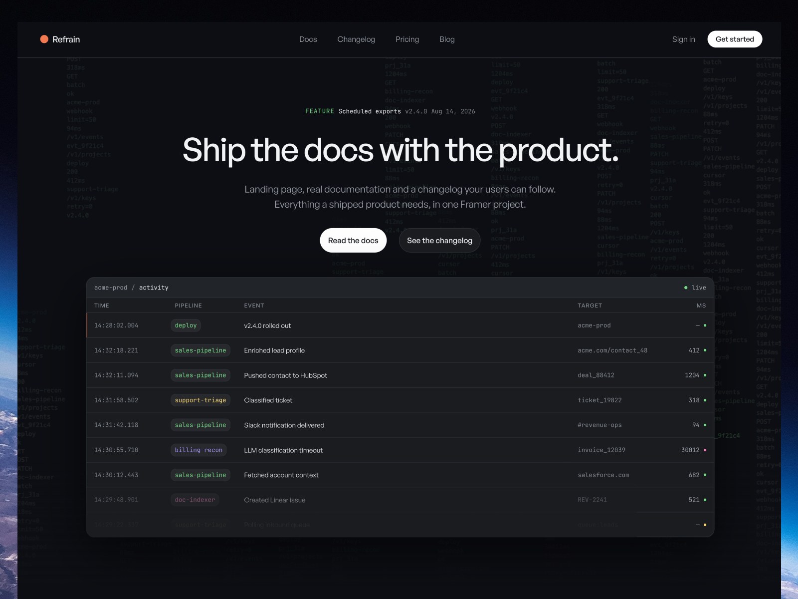 Refrain website template preview